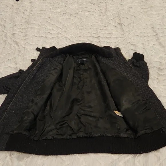Beautiful gray and black wool French Connection button down/zipper coat size 8! - Picture 10 of 11